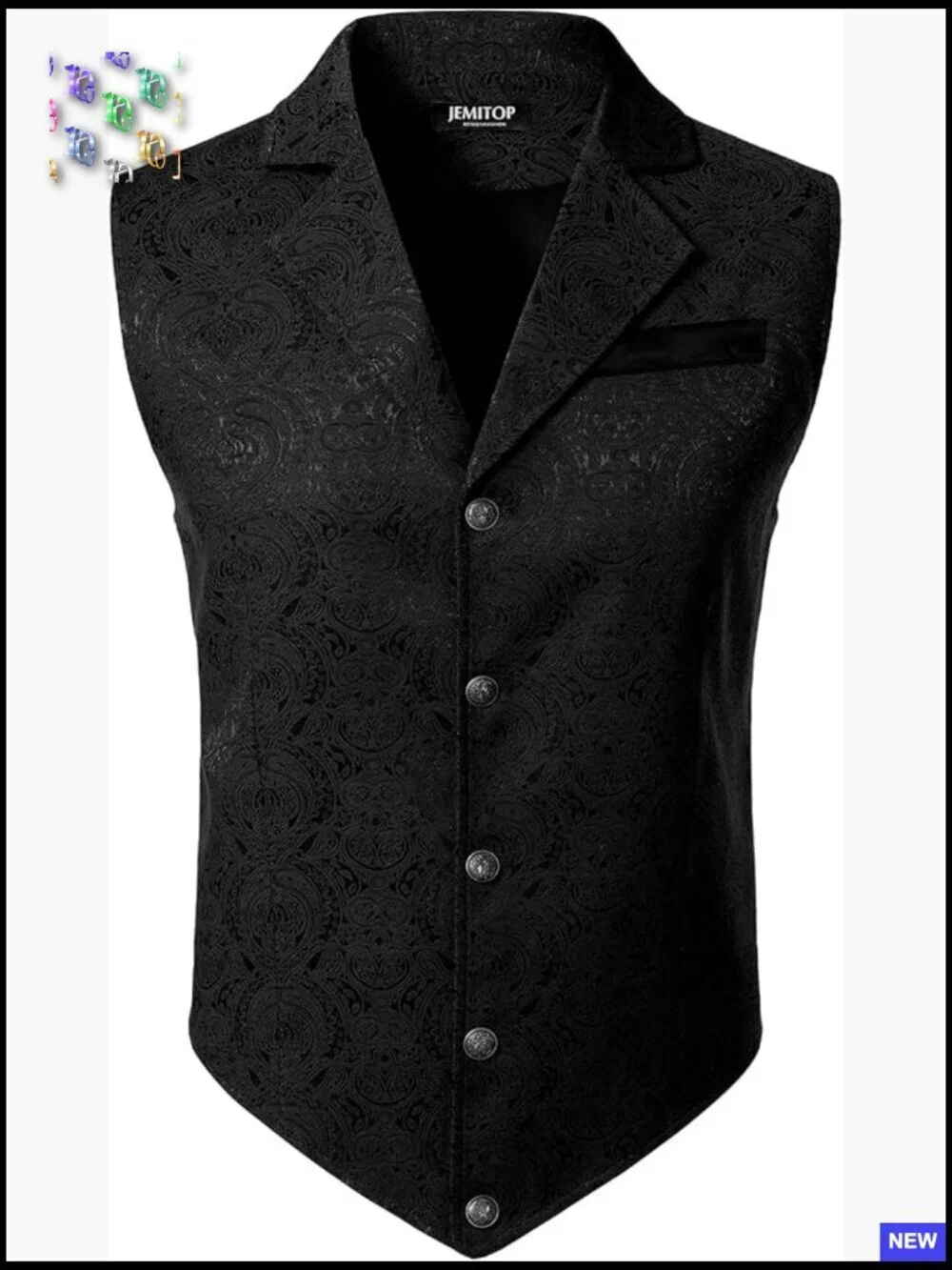 Vintage Gothic Steampunk Victorian Suit Vest Jacquard Slim Fit Sleeveless